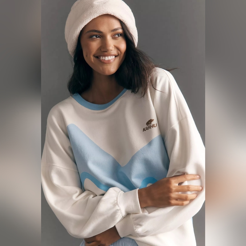 NWT Anthropologie X Karhu Printed Crew-Neck Sweatshirt In L/XL